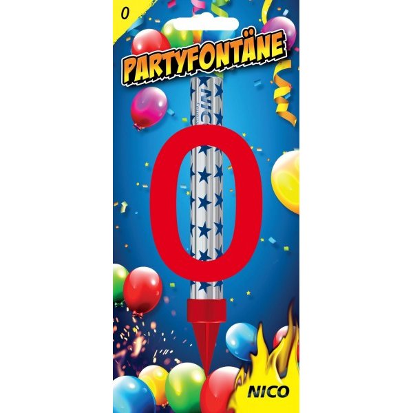 Partyfontäne mit Zahl, Zahl 0