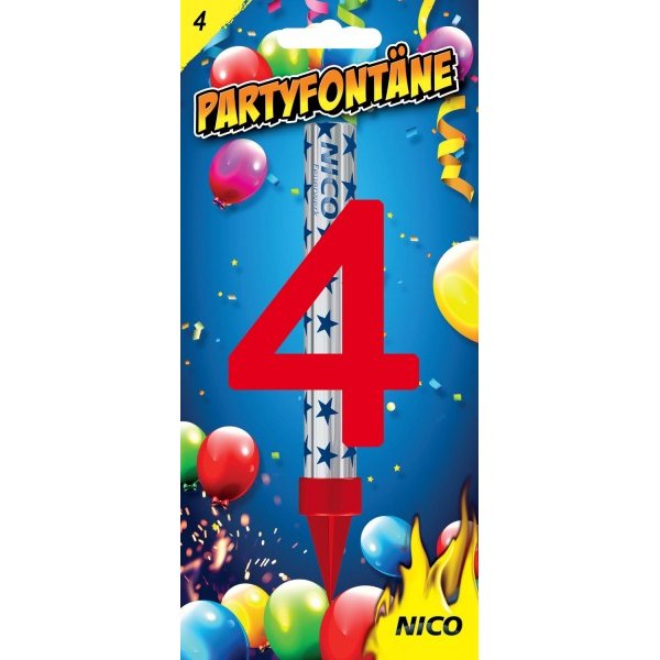 Partyfontäne mit Zahl, Zahl 4