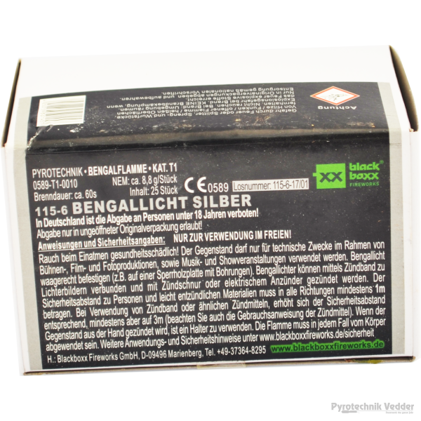 Bengallicht Silber, 25er Pack T1